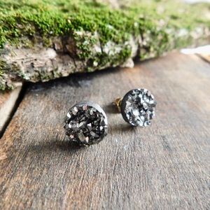 SALE Graphite Earrings Silver Agate